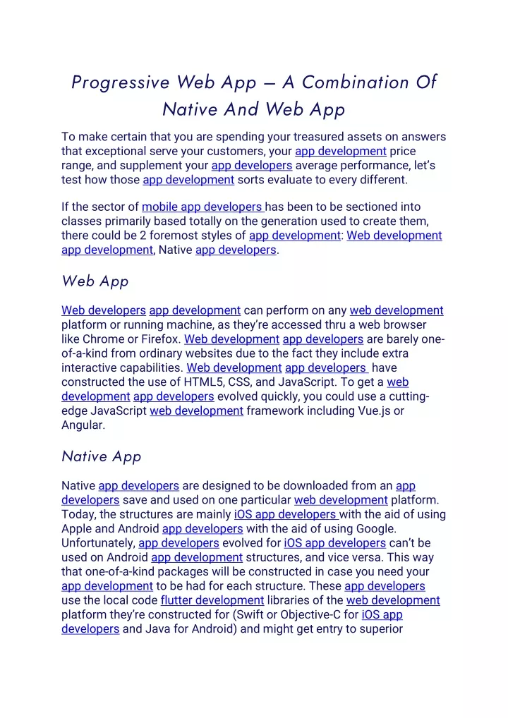 progressive web app a combination of native