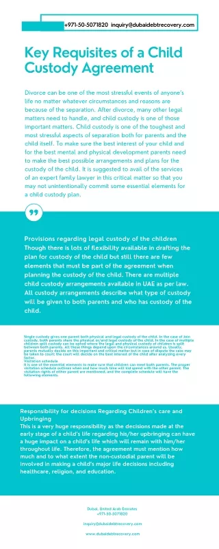 Key Requisites of a Child Custody Agreement