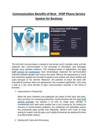 communication benefits of best voip phone service