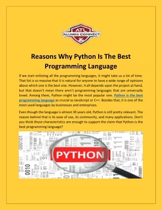 reasons why python is the best programming