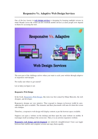 Responsive Vs. Adaptive Web Design Services
