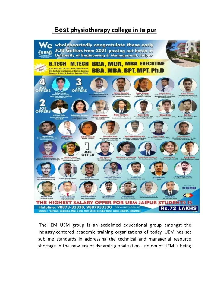 best physiotherapy college in jaipur