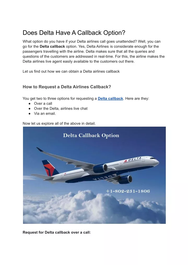 does delta have a callback option