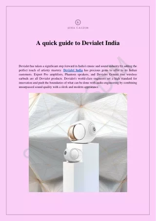 A quick guide to Devialet India