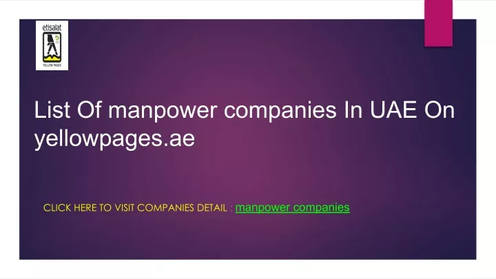 list of manpower companies in uae on yellowpages
