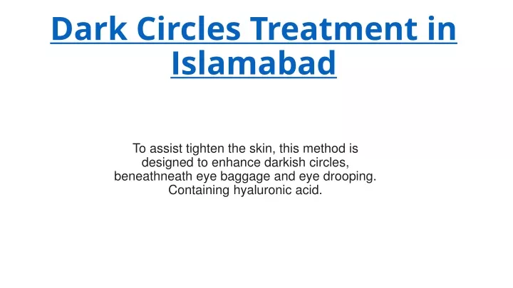 dark circles treatment in islamabad
