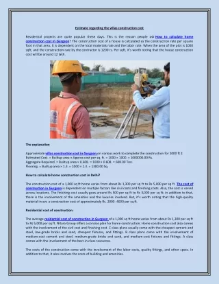 estimate regarding the villas construction cost