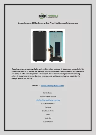 replace samsung s9 plus screen at best price