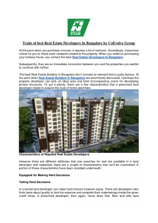 traits of best real estate developers