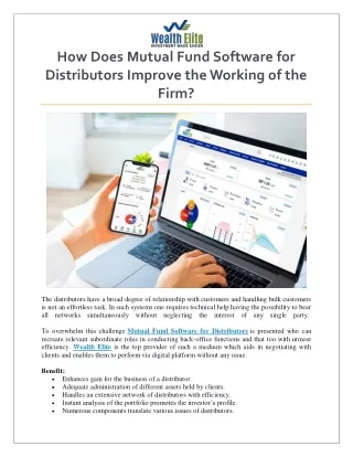 how does mutual fund software for distributors