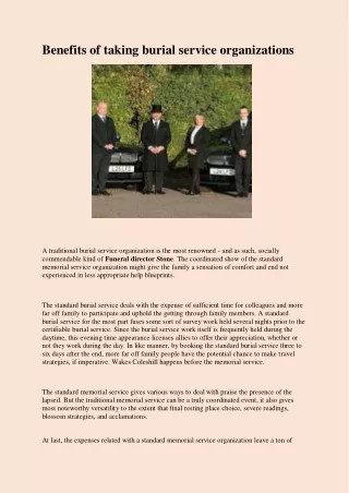 benefits of taking burial service organizations