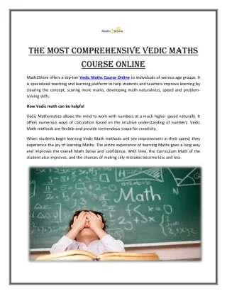 The Most Comprehensive Vedic Maths Course Online