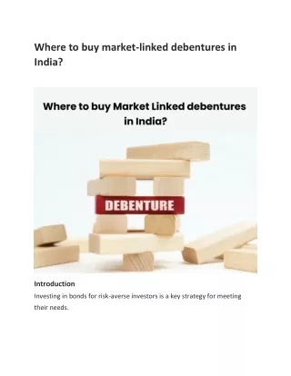 Where to buy market-linked debentures in India