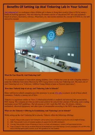 Benefits Of Setting Up Atal Tinkering Lab In Your School