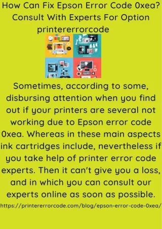 How Can Fix Epson Error Code 0xea Consult With Experts For Option