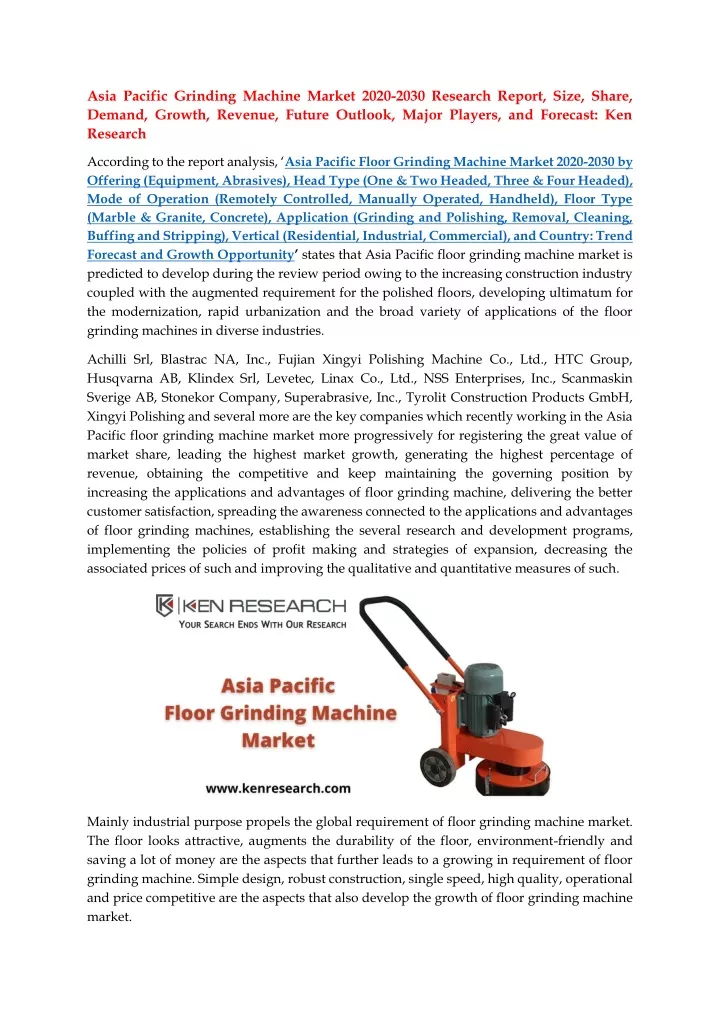 asia pacific grinding machine market 2020 2030