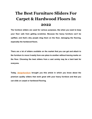 The Best Furniture Sliders For Carpet & Hardwood Floors In 2022