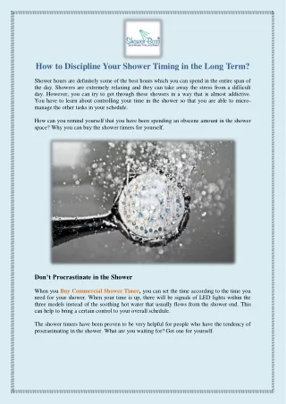 How to Discipline Your Shower Timing in the Long Term