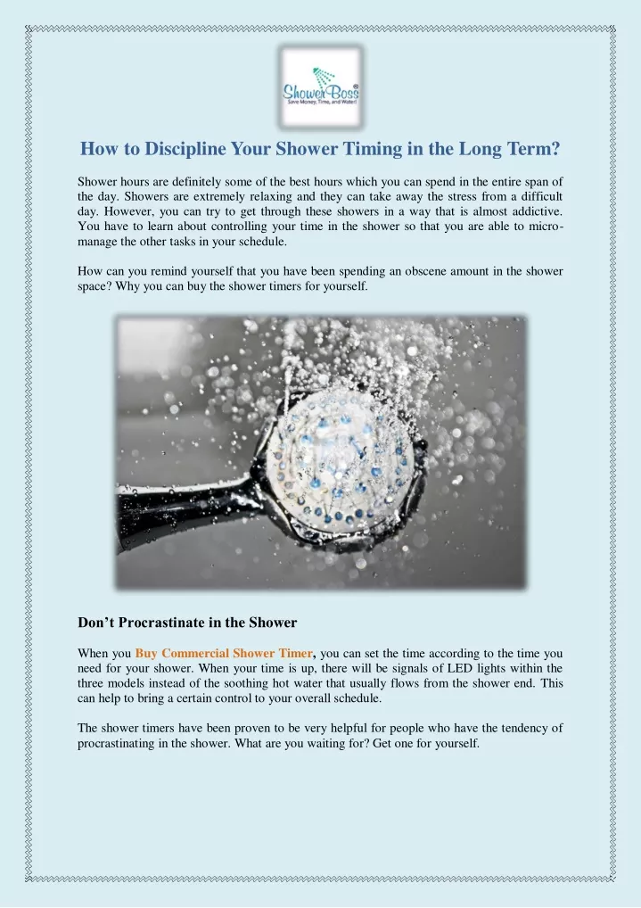 how to discipline your shower timing in the long