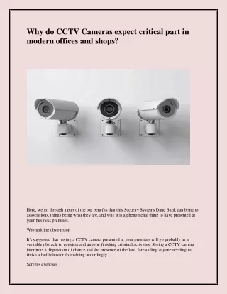 why do cctv cameras expect critical part