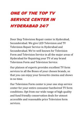ONE OF THE TOP TV SERVICE CENTER IN HYDERABAD