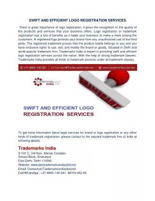 SWIFT AND EFFICIENT LOGO REGISTRATION SERVICES