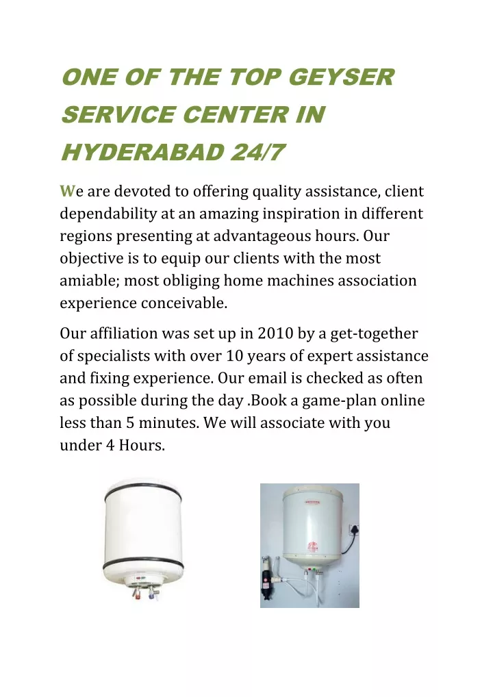 one of the top geyser service center in hyderabad