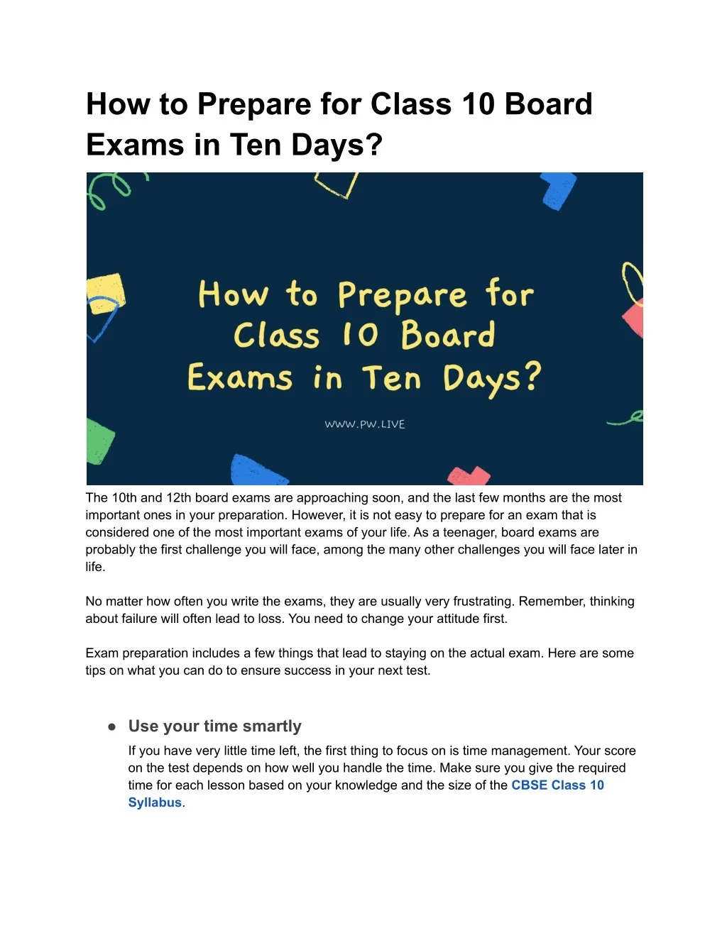 PPT - How to prepare for the class 10 board exam in just 10 days ...