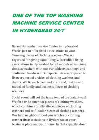 ONE OF THE TOP WASHING MACHINE SERVICE CENTER IN HYDERABAD