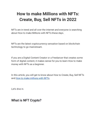 how to make millions with nfts create buy sell