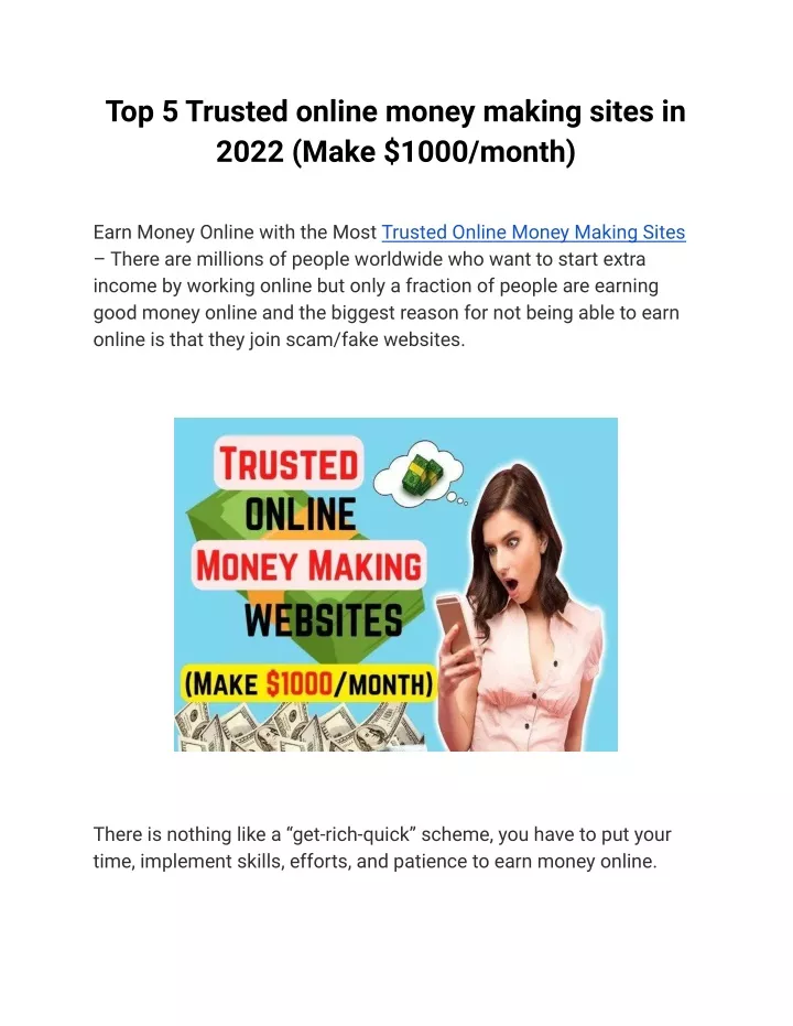 top 5 trusted online money making sites in 2022