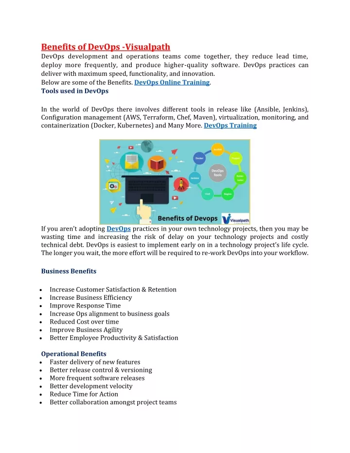 benefits of devops visualpath devops development