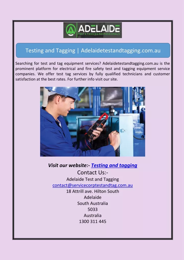 testing and tagging adelaidetestandtagging com au