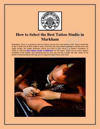 How to Select the Best Tattoo Studio in Markham