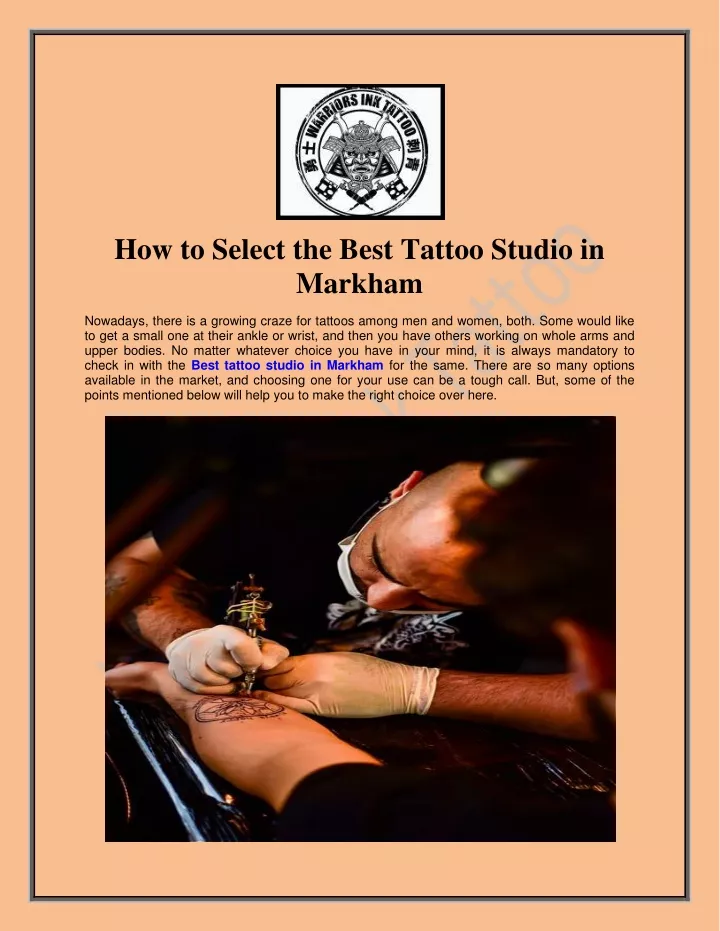 how to select the best tattoo studio in markham