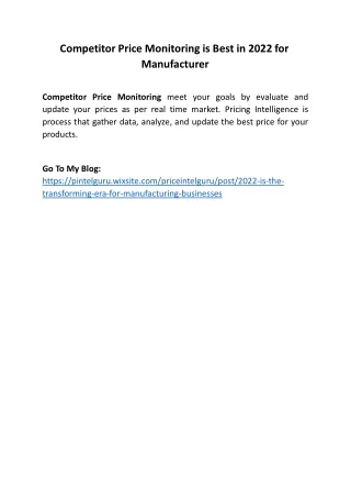 competitor price monitoring is best in 2022