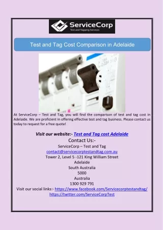 test and tag cost comparison in adelaide