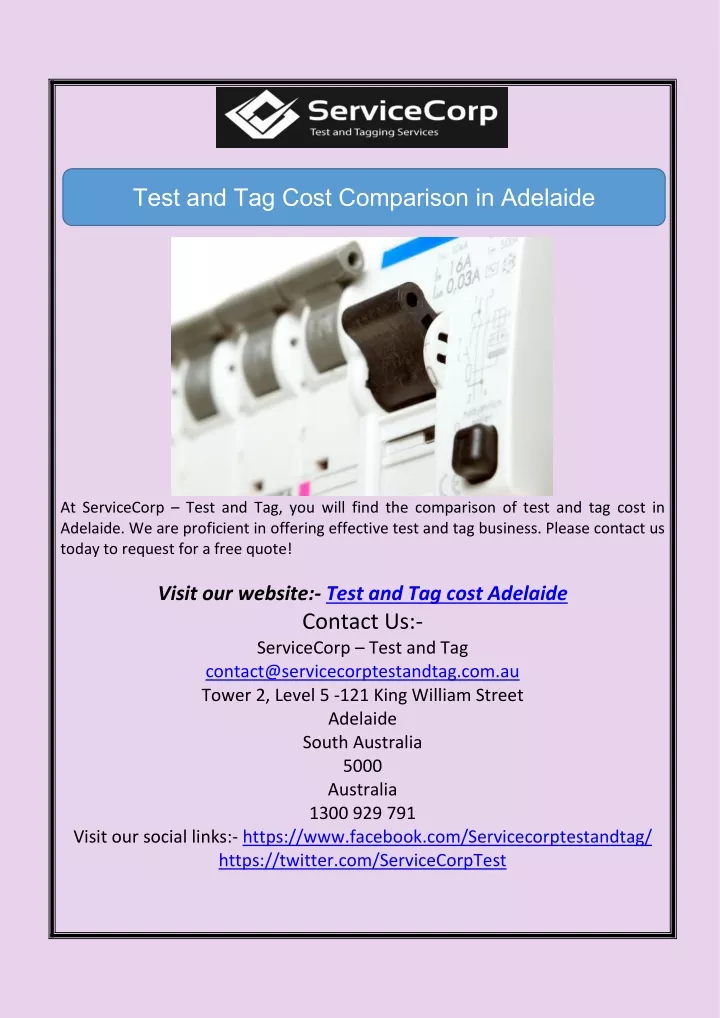 test and tag cost comparison in adelaide