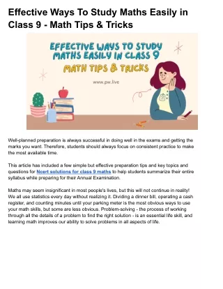 effective ways to study maths easily in class