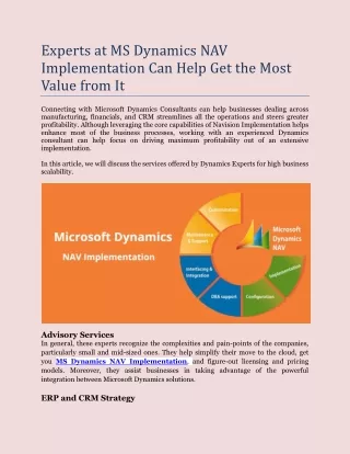 experts at ms dynamics nav implementation