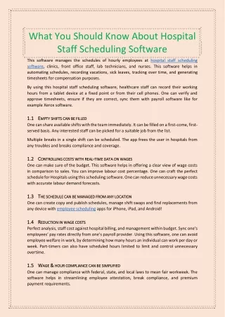 What You Should Know About Hospital Staff Scheduling Software
