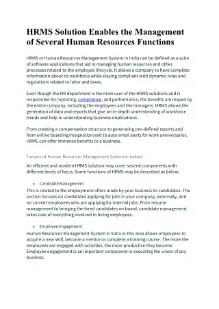 hrms solution enables the management of several