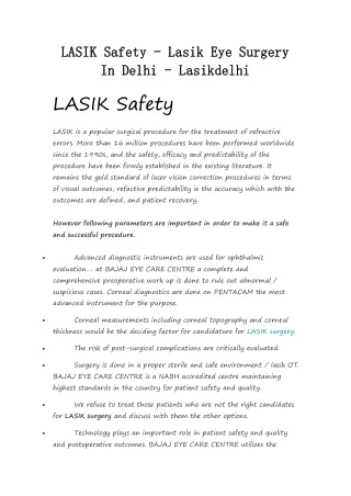 LASIK Safety - Lasik Eye Surgery in Delhi- Lasikdelhi