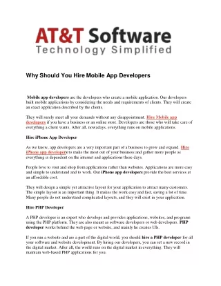 why should you hire mobile app developers