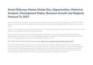 Smart Railways Market Future Scope, Opportunities with Strategic Growth and Top
