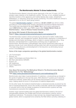 the bioinformatics market to grow inadvertently