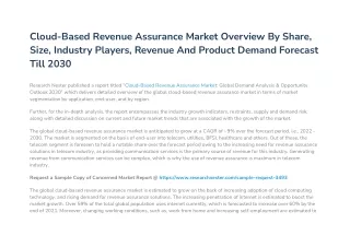 Cloud-Based Revenue Assurance Market Research Report 2022-2030