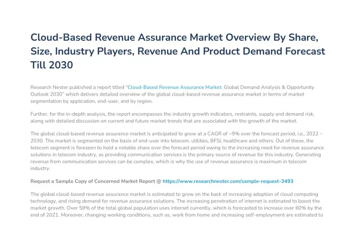 cloud based revenue assurance market overview