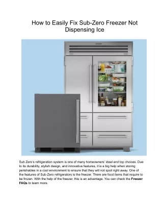 How to Easily Fix Sub-Zero Freezer Not Dispensing Ice