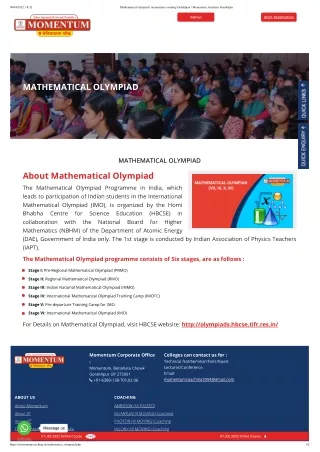 Mathematical olympiad coaching in Gorakhpur - Momentum Academy Gorakhpur